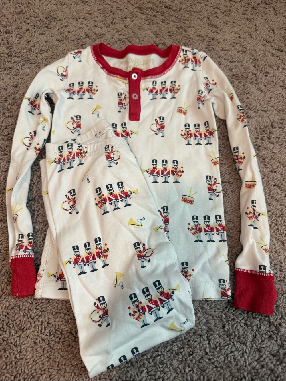 Children's Red Trim Holiday Toy Soldier Pajama Set
